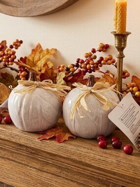 Charming White Pumpkins with Straw Ties